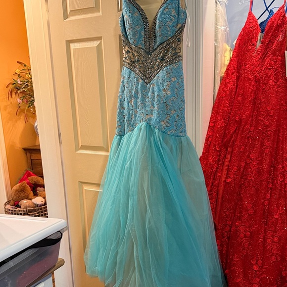 Angela & Alison Dresses & Skirts - Angela & Alison Blue and Black Prom Dress